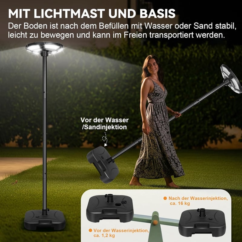 Laybasic 200cm napelemes utcai lámpa 750 LED mozgásérzékelővel