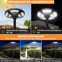 Laybasic 200cm napelemes utcai lámpa 750 LED mozgásérzékelővel 3