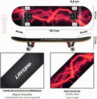 Skateboard complet LAYENNE 31 x 8 inchi, placă din lemn de arțar cu 7 straturi, rulmenți ABEC 11, pentru începători, copii și adulți 2