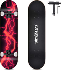 Skateboard complet LAYENNE 31 x 8 inchi, placă din lemn de arțar cu 7 straturi, rulmenți ABEC 11, pentru începători, copii și adulți 1