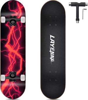 Skateboard complet LAYENNE 31 x 8 inchi, placă din lemn de arțar cu 7 straturi, rulmenți ABEC 11, pentru începători, copii și adulți