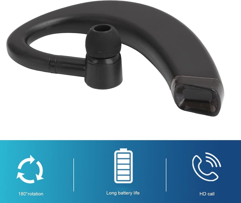 Lazmin112 Bluetooth Mono Fülhorgos Vezeték Nélküli HiFi Sztereó Mélybass Fejhallgató Fekete