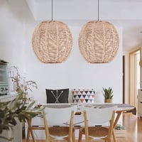 Lazycloud Kézzel Font Rattan Lámpaernyő Barna Retro Csillár Búra Kerek Fonott Dekoratív Világítás 15cm 6