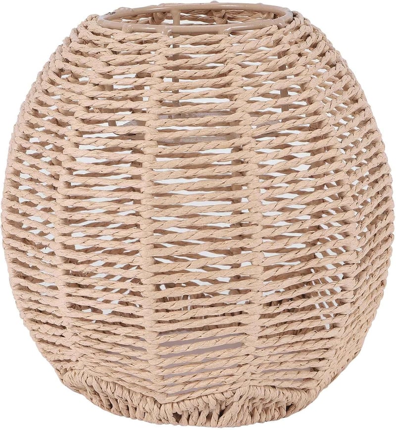 Lazycloud Kézzel Font Rattan Lámpaernyő Barna Retro Csillár Búra Kerek Fonott Dekoratív Világítás 15cm