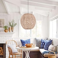 Lazycloud Kézzel Font Rattan Lámpaernyő Barna Retro Csillár Búra Kerek Fonott Dekoratív Világítás 15cm 2
