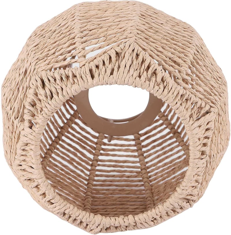 Lazycloud Kézzel Font Rattan Lámpaernyő Barna Retro Csillár Búra Kerek Fonott Dekoratív Világítás 15cm