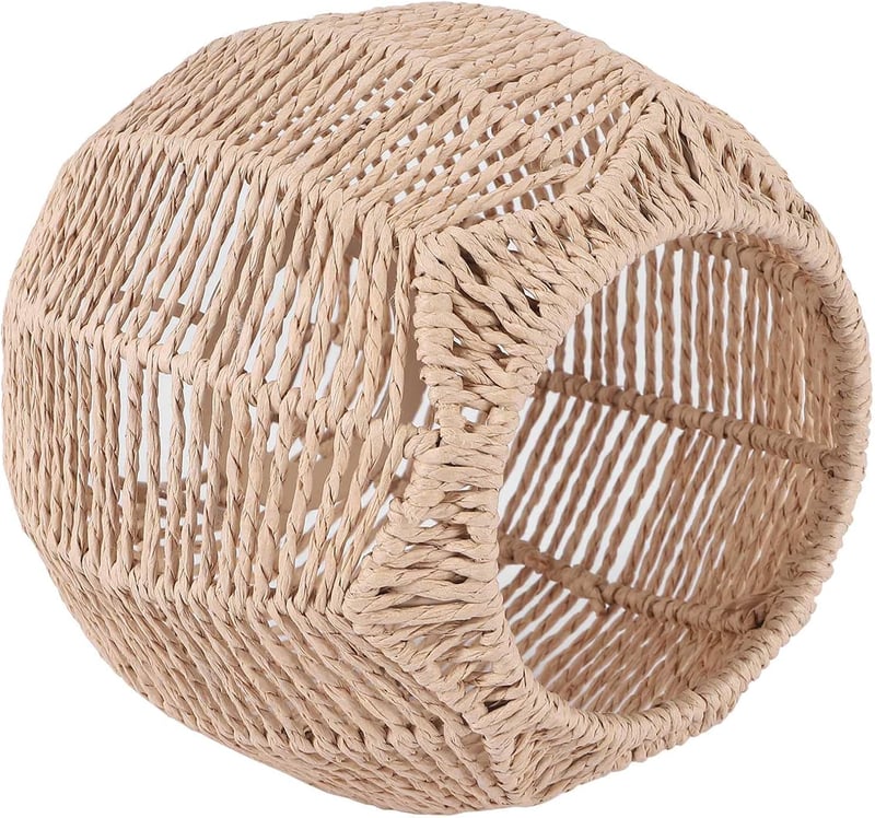 Lazycloud Kézzel Font Rattan Lámpaernyő Barna Retro Csillár Búra Kerek Fonott Dekoratív Világítás 15cm