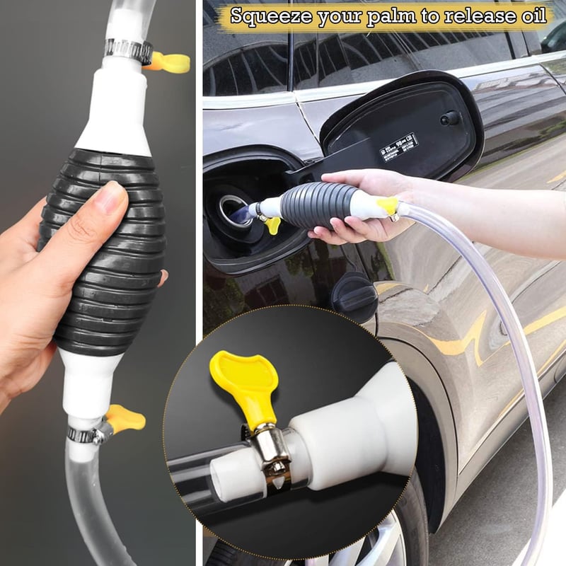 LBING Kézi Szivattyú Üzemanyag Átfejtő Pumpa 2m Tömlővel Benzin Dízel Olaj Víz Szívó Pumpa Autóhoz Vészhelyzeti Átpumpáló