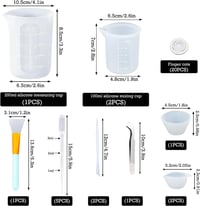 LBING Szilikon Mérőpohár Szett 35 Részes - 100ml és 250ml Tapadásmentes Keverőedények Gyantaöntéshez, Ékszerkészítéshez, Kézművességhez, Kie 2