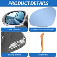 LbsAMP Fűthető Kék Visszapillantó Tükörlap VW Jetta/Golf/Passat és Skoda Superb modellekhez - Vakításcsökkentő, Bal oldali, 2003-2011 3