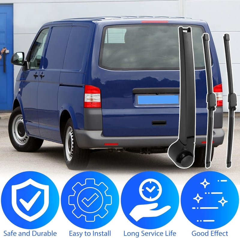 LbsAMP Hátsó Ablaktörlő Készlet VW T5 Caddy Caravelle Transporter Modellekhez 2003-2019 - 2 db Ablaktörlő Lapát és 1 db Ablaktörlő Kar Csere