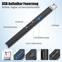 Aprinzător cu plasmă LcFun, arc electric, reîncărcabil prin USB, rezistent la vânt, pentru lumânări și aragaz, 2 bucăți, negru 6