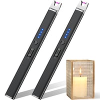 Aprinzător cu plasmă LcFun, arc electric, reîncărcabil prin USB, rezistent la vânt, pentru lumânări și aragaz, 2 bucăți, negru 1