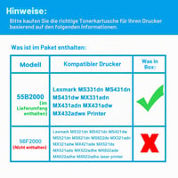 LCL 55B2000 čierny kompatibilný toner pre tlačiarne Lexmark MS331 MS431 MS431dn MS431dw MX331 MX431 MX431adn MX431adw MX432 MX432adw 1 ks 2