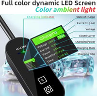 LCLCTEK Type 2 Schuko 3.68kW 5m elektromos autó töltőkábel LED kijelzővel 3