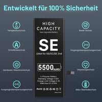 Náhradná batéria LCLEBM pre iPhone SE 2016 2750 mAh, vysokokapacitná Li-ion polymérová batéria pre modely A1662, A1723, A1724, so súpravou náradia 4