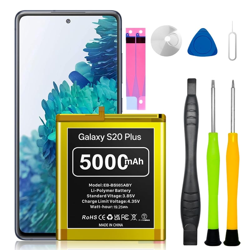 LCLEBM Náhradná batéria pre Samsung Galaxy S20 Plus 5000 mAh, Li-Polymer, 0 cyklov, kompatibilná so SM-G985/G986, s profesionálnym náradím, nová verzia 2026