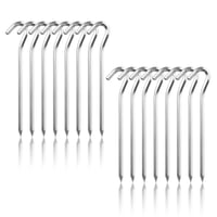 LDERFIV Aluminijski klinovi za šator 18 cm - set od 16 komada, srebrni klinovi s kukom za šator, tendu, vrtnu mrežu i sjenicu 1