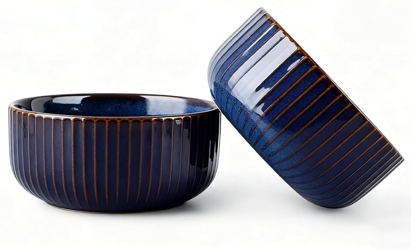 LDHHYH 2 db Porcelán Saláta Tál 1000ml Kék Kerámia Leveses Tál Szett