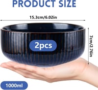 LDHHYH 2 db Porcelán Saláta Tál 1000ml Kék Kerámia Leveses Tál Szett 2