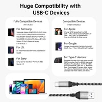 LDLrui 3m USB-C kábel 10Gbps adatátvitel, nylon fonott gyorstöltés iPhone 15 Pro, Samsung Galaxy 6