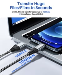 LDLrui 3m USB-C kábel 10Gbps adatátvitel, nylon fonott gyorstöltés iPhone 15 Pro, Samsung Galaxy 3