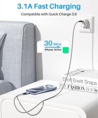 LDLrui 3m USB-C kábel 10Gbps adatátvitel, nylon fonott gyorstöltés iPhone 15 Pro, Samsung Galaxy 2
