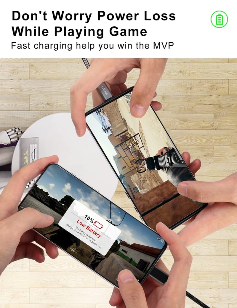 LDLrui 3m USB-C kábel 10Gbps adatátvitel, nylon fonott gyorstöltés iPhone 15 Pro, Samsung Galaxy