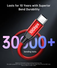 LDLrui USB-C kábel 10Gbps, 3.1A gyorstöltés, USB 3.2 Gen 2 - piros - 3 m 5
