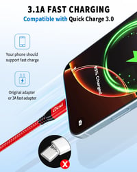 LDLrui USB-C kábel 10Gbps, 3.1A gyorstöltés, USB 3.2 Gen 2 - piros - 3 m 3