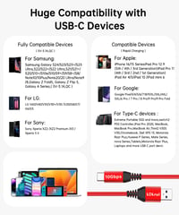 LDLrui USB-C kábel 10Gbps, 3.1A gyorstöltés, USB 3.2 Gen 2 - piros - 3 m 6