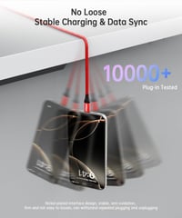 LDLrui USB-C kábel 10Gbps, 3.1A gyorstöltés, USB 3.2 Gen 2 - piros - 3 m 4