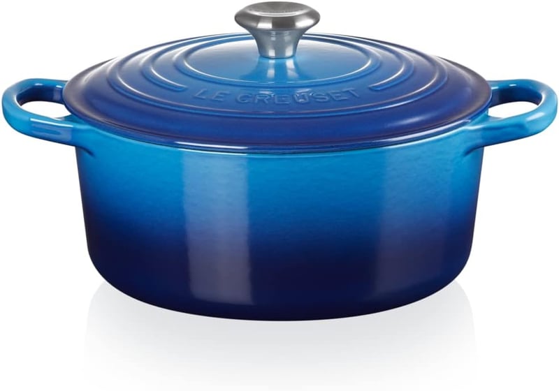 Le Creuset Signature 22 cm-es öntöttvas edény fedővel, 3,3 L, kék - 2-22 cm, azure