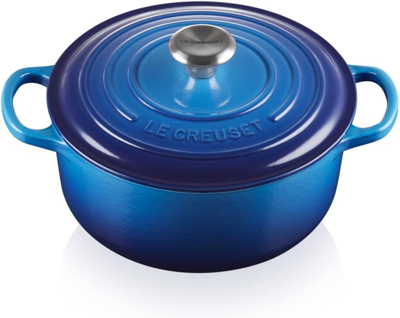 Le Creuset Signature 22 cm-es öntöttvas edény fedővel, 3,3 L, kék - 2-22 cm, azure