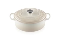 Liatinový pekáč Le Creuset Signature s pokrievkou, oválny, 29 cm, 4,7 l, na všetky typy sporákov vrátane indukcie, farba meringue (krémová) 1