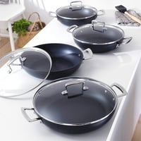 Le Creuset stakleni poklopac promjera 30 cm, od kaljenog stakla s neprijanjajućim slojem i ručkom od nehrđajućeg čelika, za aluminijsko i lijevano posuđe 3