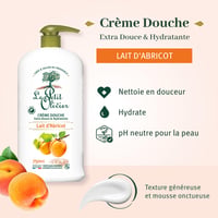 Gel de Duș Le Petit Olivier cu Lapte de Piersică - Gel de Duș Cremă Hidratant și Hrănitor cu Aromă de Lapte de Piersică 2