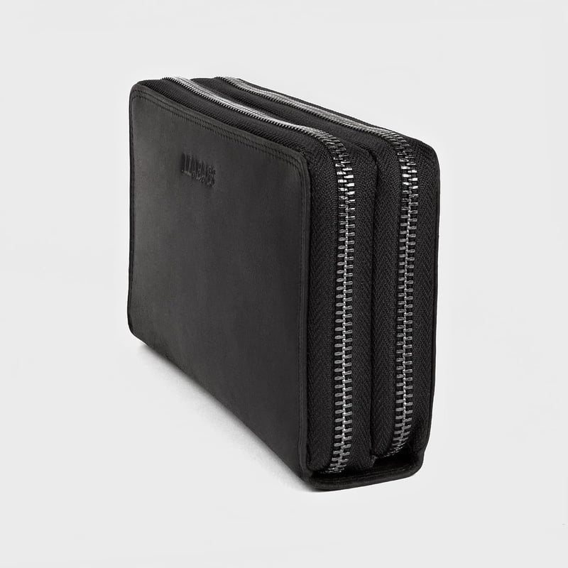 LEABAGS női nagy bőr pénztárca RFID védelemmel, 29 kártyatartó, dupla cipzár