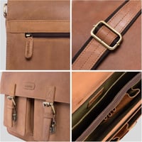 LEABAGS valódi bőr laptoptáska 15 colos, férfi-női messenger táska vállpánttal 6