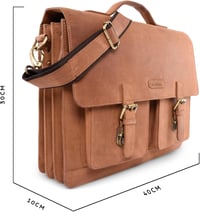 LEABAGS valódi bőr laptoptáska 15 colos, férfi-női messenger táska vállpánttal 5