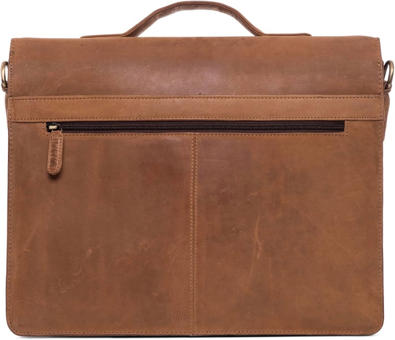 LEABAGS valódi bőr laptoptáska 15 colos, férfi-női messenger táska vállpánttal