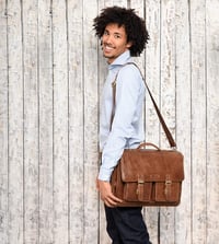 LEABAGS valódi bőr laptoptáska 15 colos férfiaknak és nőknek, válltáska 3