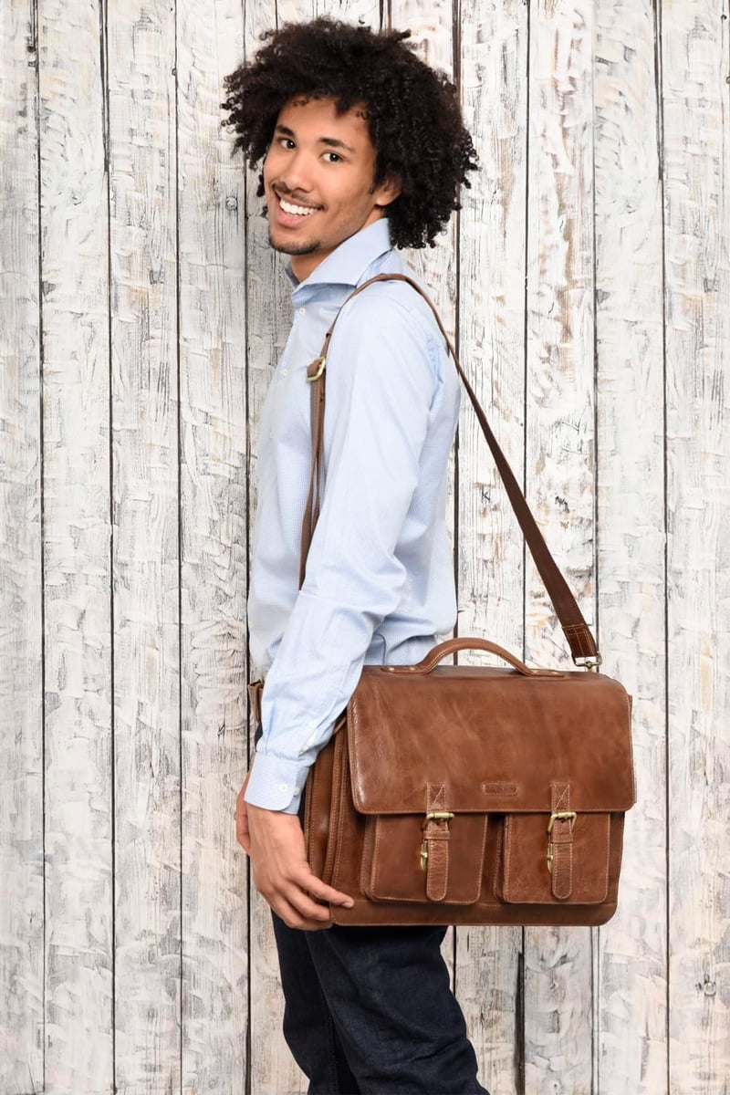 LEABAGS valódi bőr laptoptáska 15 colos férfiaknak és nőknek, válltáska