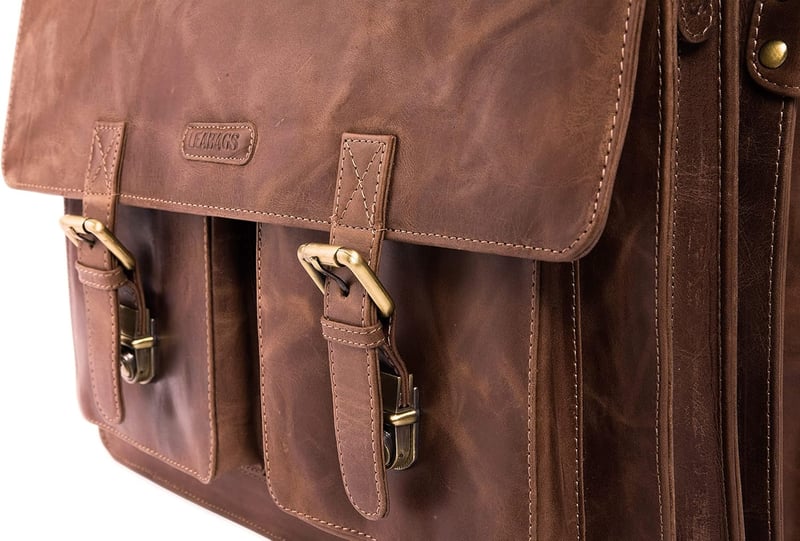 LEABAGS valódi bőr laptoptáska 15 colos férfiaknak és nőknek, válltáska