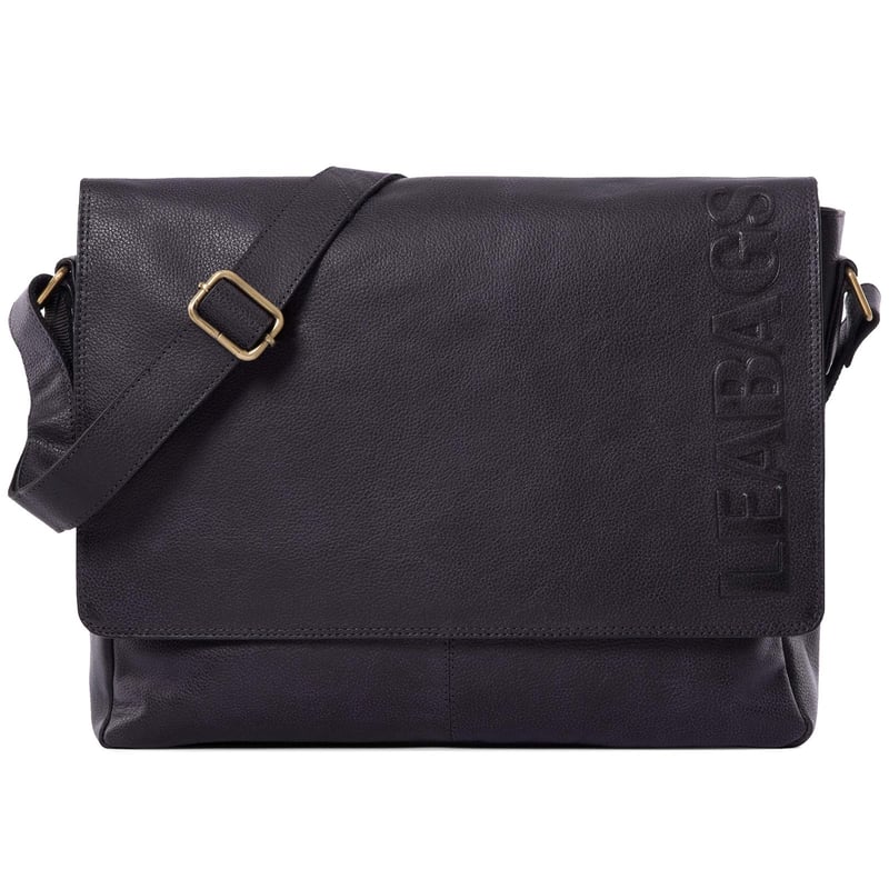 LEABAGS Torba za rame od prave kože za muškarce i žene - Unisex Messenger torba s naramenicom, pretincem za laptop od 15 inča, za ured