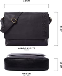 LEABAGS Valódi Bőr Válltáska Férfiaknak és Nőknek - Unisex Messenger Táska Vállpánttal, 15 Colos Laptoptartóval, Irodai Használatra 4