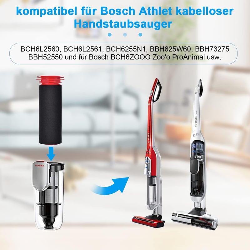Leadaybetter 3db Mosható Szűrő Bosch Athlet Porszívóhoz BCH6L2560 Habszűrő