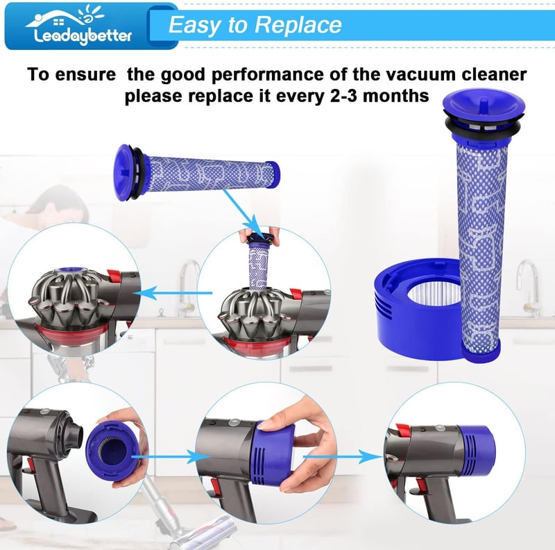 Leadaybetter Dyson V7 V8 SV10 porszívó szűrő csomag - 3 post és 3 pre filter