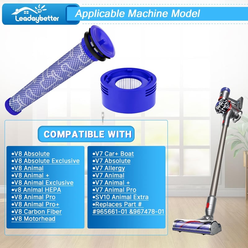 Leadaybetter Dyson V7 V8 SV10 porszívó szűrő csomag - 3 post és 3 pre filter