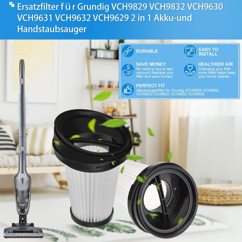 Leadaybetter HEPA szűrő Grundig VCH9829 VCH9832 VCH9630 porszívóhoz 6db